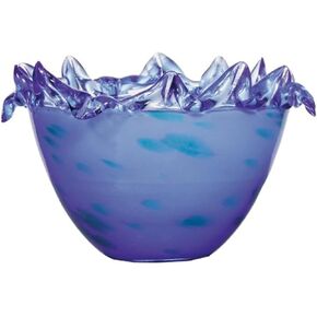 OK Lighting Blue Glass Decorative Fruit Bowl