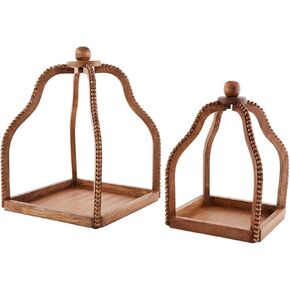 Mud Pie Wood Lantern Set, Brown/Natural