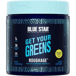 Blue Star Nutraceuticals ROUGHAGE - 38 Fruits & Greens Superfood powder | No artificial flavors or sweeteners | Amazing Taste (Pineapple Coconut)