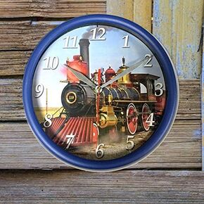 Train graphic printed wall clock with trainl sound and light. Decorate your bedroom,living room, kid's room or unrsery with stylish wall clock