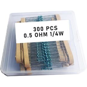 0.5R 1/4W, 0.5R1/4W, 0.5 ohm, 0.5 R 1/4W, 0.5Ωresistor, 0.5 ohm resistor, 0.5 ohm Metal resistor, 0.5R Metal Film resistors 1/4w(0.25w) 1% tolerance 0.01 MF Metal Film Fixed Resistor 300 pcs