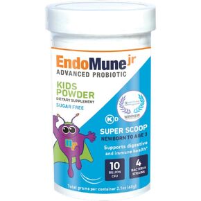 Endomune Jr Advanced Probiotic Powder for Newborns, Infants, Toddlers & Baby | 10 Billion CFUs | 4 Strains Bacteria & FOS Prebiotic | Physician Formulated | 60 Day Supply