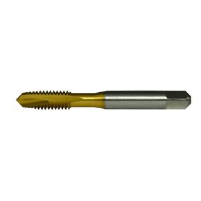Vermont Tap & Die TN-3112 High-Speed Steel Ground Thread Spiral Point Tap, TiN Coated, Round With Flats, Plug Chamfer, 1/4"-20 Thread Size, H5 Pitch Diameter, 2 Flutes