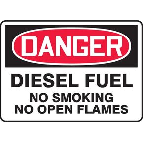 Accuform"Danger Diesel Fuel NO Smoking NO Open Flames" Adhesive Vinyl Safety Sign, 7" x 10", Red/Black on White, MCHL268VS