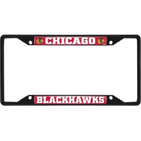 FANMATS 31380 Chicago Blackhawks Metal License Plate Frame Black Finish