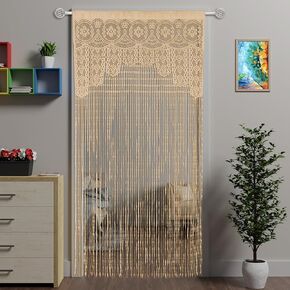 Macrame Lace Door String Curtain for Doorways，Bohemian Curtains Window Wall Closet Bedroom Kitchen Hippie Hanging Panels Boho Room Divider Girls Kids（Champange, 39×79in