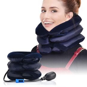 Inflatable Neck Stretcher Neck Brace, Inflatable neck stretcher neck bracket, neck traction pillow for neck decompression and neck tension relief (blue)