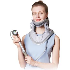 Cervical Neck Traction Device, Air Pump Neck Brace, Adjustable Inflatable Neck Stretcher with 3 Power Tractions for Neck Pain Relief, Neck Decompression Tension Relief