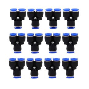 Pneumatic Tube Fitting,6mm to 6mm to 6mm Plastic Push to Connect Fittings, 6mm Tube Y Type Connect, Push Fit Fittings Pipe Tube Fittings Pack of 12.