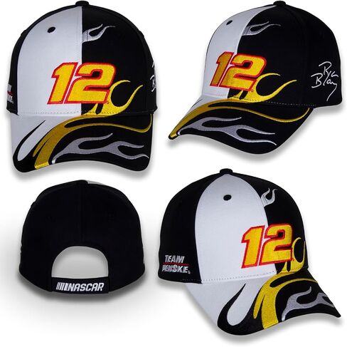 Ryan Blaney #12 NASCAR 2024 Adult Flame Black Yellow and White Adjustable Racing Hat in Saudi Arabia