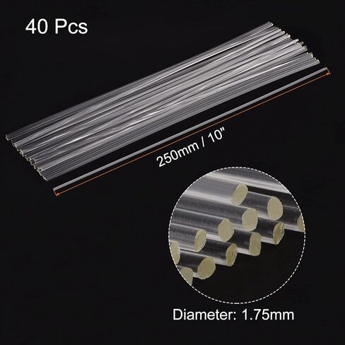 MECCANIXITY Filament Refills PLA Filaments Clear 1.75mm, 250mm/10inch Length for 3D Printing Pen, Pack of 40 in Saudi Arabia