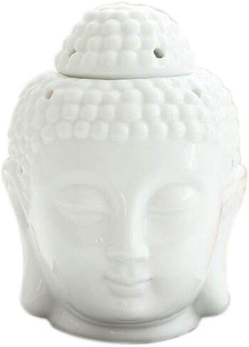 Ceramic Buddha Head Essential Oil Burner with Candle Spoon,Yoga Meditation Thai Buddha Head Aroma Diffuser for Home Decor Gift (Black) in Saudi Arabia