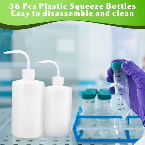 36 قطعة من زجاجات الغسيل البلاستيكية، زجاجة غسيل الوشم، زجاجة ماء للرموش، زجاجة ماء للشطف في المختبر، زجاجة بفوهة ضيقة للنباتات العصارية الطبية، مختبر المنزل (150 مل، 250 مل، 500 مل) in Kuwait