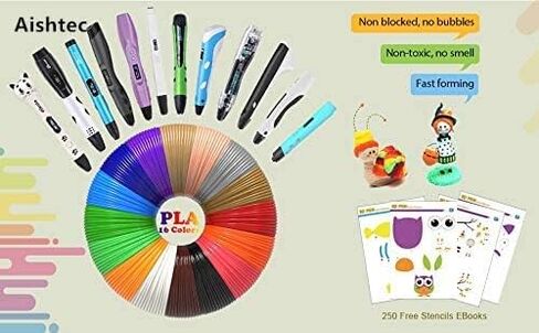3D Pen PLA Filament Refills 1.75mm, Aishtec PLA Filament 1.75mm, 30 Colors, 10 Feet Each Color, Total 300FT in Saudi Arabia