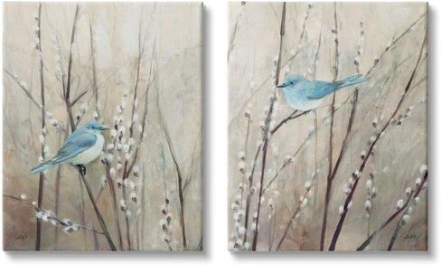 لوحة طبيعة حيوانات من Stupell Industries Peaceful Perched Blue Birds، بإطار أسود، 11 × 14، (a2-040_fr_2pc_11x14) in Saudi Arabia