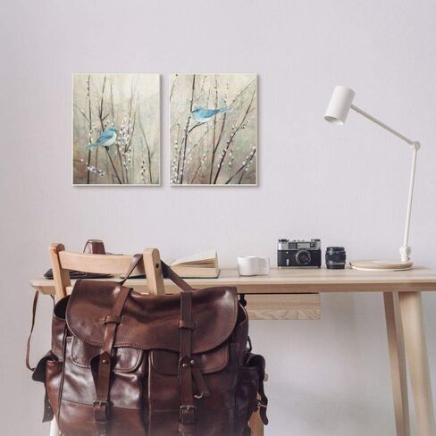 لوحة طبيعة حيوانات من Stupell Industries Peaceful Perched Blue Birds، بإطار أسود، 11 × 14، (a2-040_fr_2pc_11x14) in Saudi Arabia