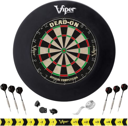 Viper by GLD Products Dead On Sisal Dartboard, Two Sets Starter Darts, Throw Line, Viper Defender, Black in Saudi Arabia