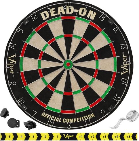 Viper by GLD Products Dead On Sisal Dartboard, Two Sets Starter Darts, Throw Line, Viper Defender, Black in Saudi Arabia