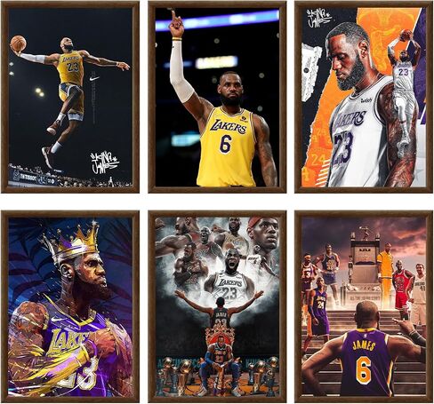 FGDIUCVN 6 PCS Lebron James Poster No Framed Basketball Posters NBA Player Sports Posters Canvas Paintings Wall Art Decor Gifts for Boys Bedroom 8 x 12 Inch (20 x 30 CM) in Saudi Arabia