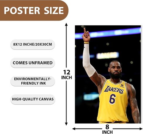 FGDIUCVN 6 PCS Lebron James Poster No Framed Basketball Posters NBA Player Sports Posters Canvas Paintings Wall Art Decor Gifts for Boys Bedroom 8 x 12 Inch (20 x 30 CM) in Saudi Arabia