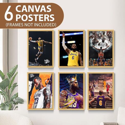 FGDIUCVN 6 PCS Lebron James Poster No Framed Basketball Posters NBA Player Sports Posters Canvas Paintings Wall Art Decor Gifts for Boys Bedroom 8 x 12 Inch (20 x 30 CM) in Saudi Arabia