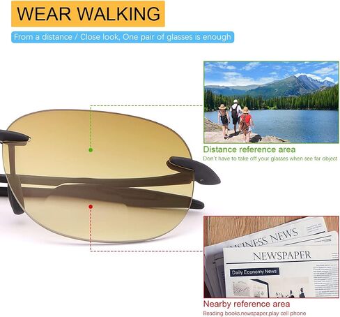 2 Pairs Rimless Bifocal Reading Glasses UV400 Protection Sunglasses Readers for Men and Women Classic Vintage Eyewear in Saudi Arabia