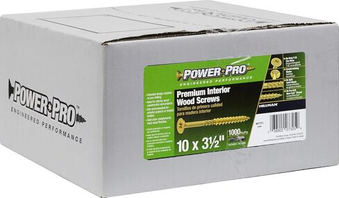 Power Pro 967771 Wood Screws, #10 x 3-1/2, Premium Star Drive Indoor Cabinet Screws, Gold Yellow Zinc, 1/4 Keg, 1000 pcs in Saudi Arabia