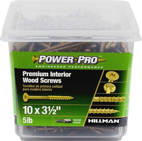 Power Pro 967771 Wood Screws, #10 x 3-1/2, Premium Star Drive Indoor Cabinet Screws, Gold Yellow Zinc, 1/4 Keg, 1000 pcs in Saudi Arabia