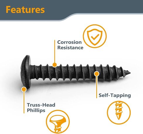 POWERTEC QWS1008#14 براغي خشبية 1-1/2 بوصة، مجموعة براغي خشب سوداء ذات رأس تروس فيليبس - 100 قطعة in Saudi Arabia