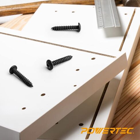 POWERTEC QWS1008#14 براغي خشبية 1-1/2 بوصة، مجموعة براغي خشب سوداء ذات رأس تروس فيليبس - 100 قطعة in Saudi Arabia