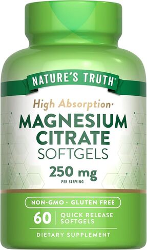 Nature's Truth Magnesium Citrate Softgels | 250mg | 60 Count | High Absorption | Non-GMO & Gluten Free Supplement in Saudi Arabia