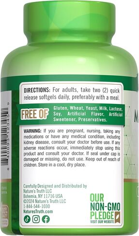 Nature's Truth Magnesium Citrate Softgels | 250mg | 60 Count | High Absorption | Non-GMO & Gluten Free Supplement in Saudi Arabia