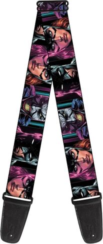 Buckle-Down DC Comics Guitar Strap, Batman Batgirl and Joker Comic Book Cover Face Close Ups Black, 2 Inches Wide in Saudi Arabia