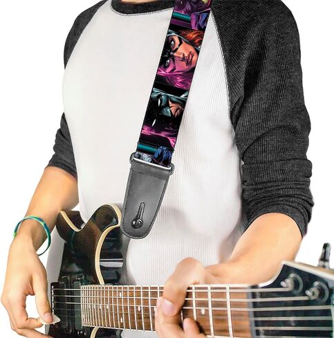 Buckle-Down DC Comics Guitar Strap, Batman Batgirl and Joker Comic Book Cover Face Close Ups Black, 2 Inches Wide in Saudi Arabia