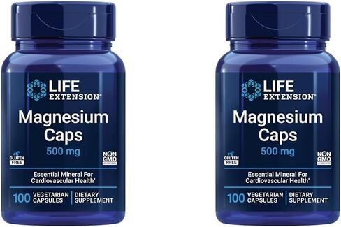 Life Extension Magnesium Caps, 500 mg, Magnesium Oxide, Magnesium Citrate, Magnesium Succinate, Heart Health, Healthy Bones, Metabolism Support - Pack of Two - 2 x 100 Vegetarian Capsules in Saudi Arabia