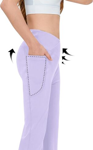 Girls' Flare Leggings V Cross High Waisted Yoga Pants with Pockets Dance Bell Bottoms Athletic Bootcut Pants in Saudi Arabia