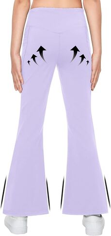 Girls' Flare Leggings V Cross High Waisted Yoga Pants with Pockets Dance Bell Bottoms Athletic Bootcut Pants in Saudi Arabia