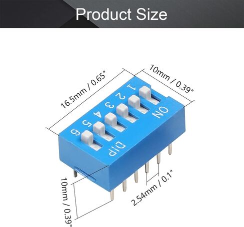 Fielect 5pcs Blue DIP Switch Horizontal Toggle 1-7 Positions 2.54mm Pitch for Circuit Breadboards PCB in Saudi Arabia