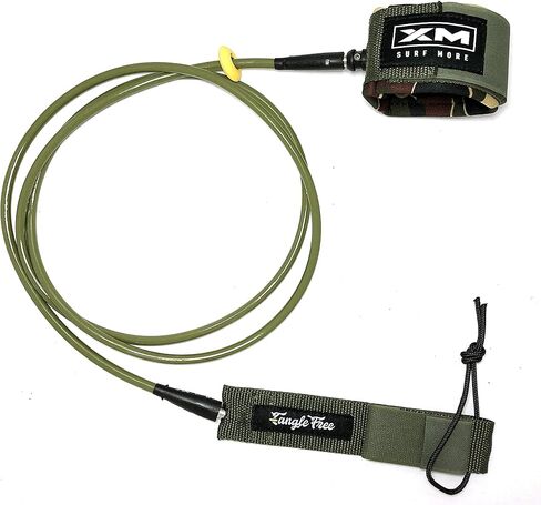 Regular 6ft-12ft Surfboard Leash with Tangle Free Upgrade, Cord Thickness (.270in), Key Pocket, Unbreakable Swivels, Detachable Railsaver, Made in USA in Saudi Arabia