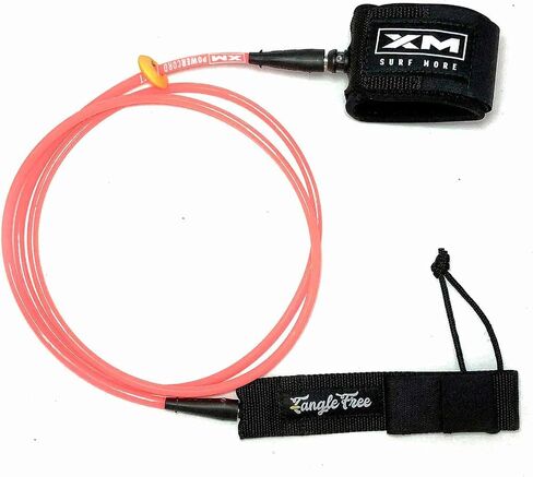 Regular 6ft-12ft Surfboard Leash with Tangle Free Upgrade, Cord Thickness (.270in), Key Pocket, Unbreakable Swivels, Detachable Railsaver, Made in USA in Saudi Arabia