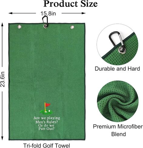 DYJYBMYAre We Playing Men's Rules Golf Towel, Embroidered Towel for Golf with Clip, Wipe, Golf Accessories for Men (Black) in Saudi Arabia