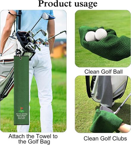 DYJYBMYAre We Playing Men's Rules Golf Towel, Embroidered Towel for Golf with Clip, Wipe, Golf Accessories for Men (Black) in Saudi Arabia