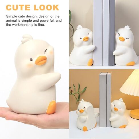 1Pair Hug Duck Bookends,Cute Book Ends Hug Ducks Decorative Bookend for Shelves,Creative Resin Book Holders Stopper for Home Office Desk Bookshelf Decoration(White Duck,Size:3.94x5.12inch) in Saudi Arabia