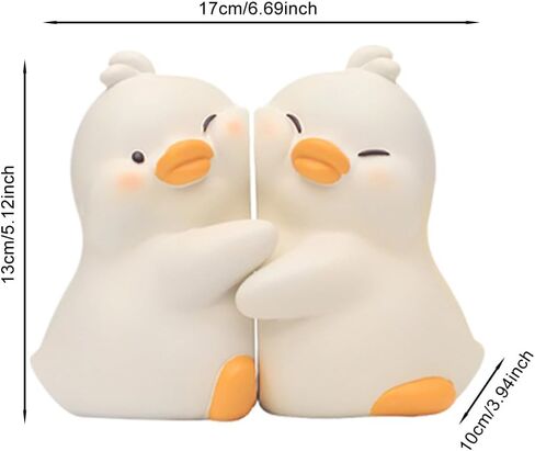 1Pair Hug Duck Bookends,Cute Book Ends Hug Ducks Decorative Bookend for Shelves,Creative Resin Book Holders Stopper for Home Office Desk Bookshelf Decoration(White Duck,Size:3.94x5.12inch) in Saudi Arabia