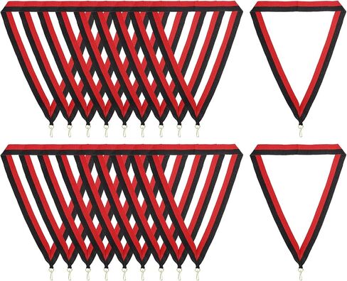 PATIKIL Award Neck Ribbons with Snap Clips, 10 Pcs Polyester Striped Medal Lanyards Ribbon for Competitions Sports Meetings Sports Party, Red Black in Saudi Arabia