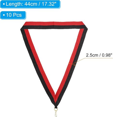 PATIKIL Award Neck Ribbons with Snap Clips, 10 Pcs Polyester Striped Medal Lanyards Ribbon for Competitions Sports Meetings Sports Party, Red Black in Saudi Arabia