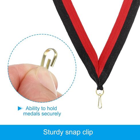 PATIKIL Award Neck Ribbons with Snap Clips, 10 Pcs Polyester Striped Medal Lanyards Ribbon for Competitions Sports Meetings Sports Party, Red Black in Saudi Arabia