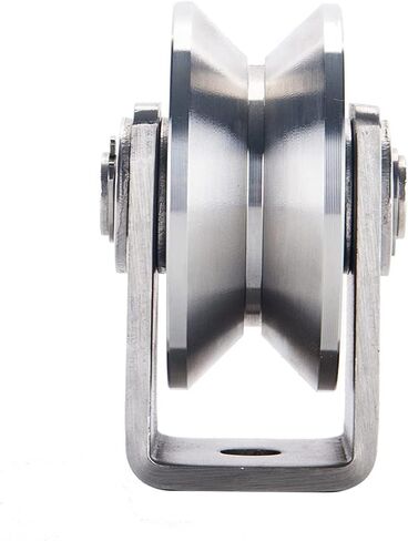 V Groove Wheel Pulley,304 Stainless Steel Pulley Block, Heavy Duty Track Wheel Rigid Caster Sliding Gate Roller Wheel Double Bearing, Loading 880lb for Handling and Moving (V-2 in) in Saudi Arabia