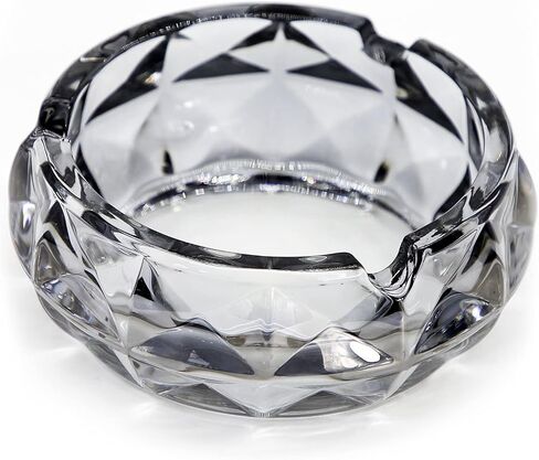 TOSSOW Glass Ashtray, Grey Round Glass Diamond Ashtray for Cigarette, Outside Inside Home Elegant Crystal Ashtray Decoration(4.7 inch*1.8 inch） in Saudi Arabia
