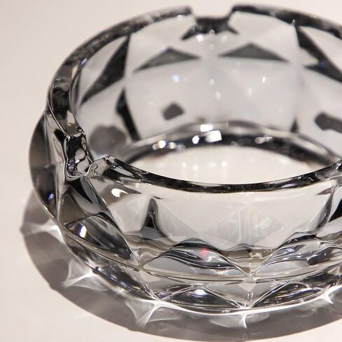 TOSSOW Glass Ashtray, Grey Round Glass Diamond Ashtray for Cigarette, Outside Inside Home Elegant Crystal Ashtray Decoration(4.7 inch*1.8 inch） in Saudi Arabia